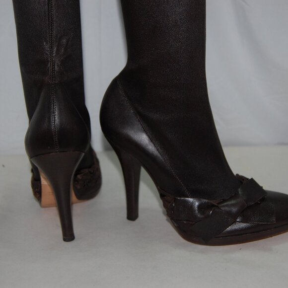 36.5/6.5❤️Tom Ford Yves Saint Laurent Leather Over the Knee High Heels BOOTS OTK - Picture 10 of 13